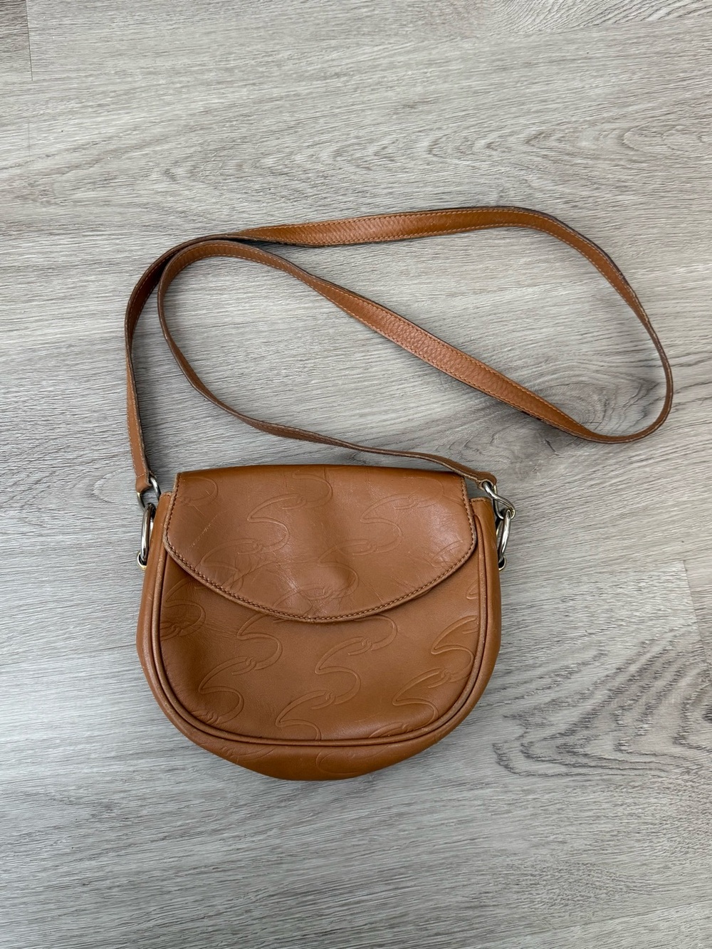 Vintage Tan Leather Crossbody Saddle Bag